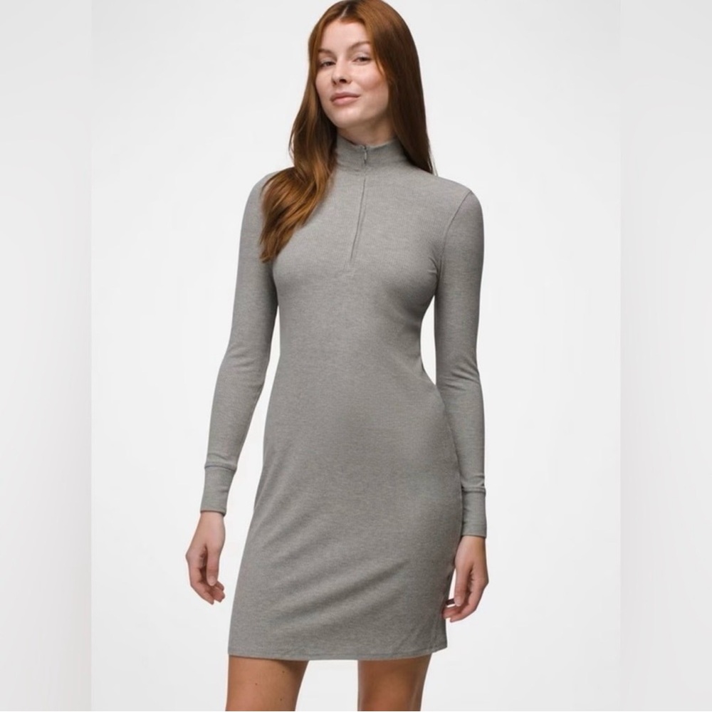 prAna Foundation Rib Long Sleeve Dress - Heather Grey